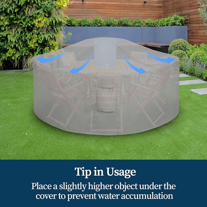 Easy-Going Round Patio Furniture Cover Waterproof Outdoor Dining Table and Chair Cover Anti-UV Outside Sectional Sofa Set Covers (84"DIA x 28"H, Grey)