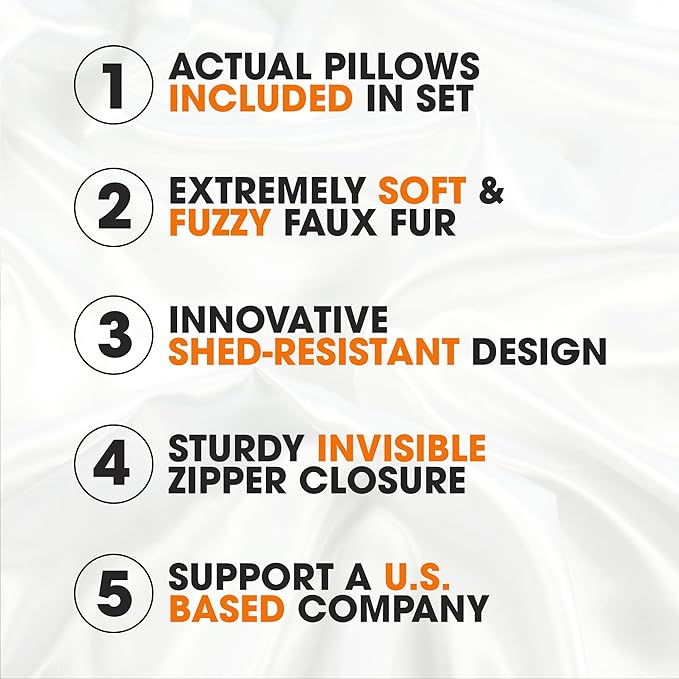Cheer Collection Faux Fur Throw Pillows - Decorative Pillows for Couch, Bed Throw Pillows, Grey Accent Pillows for Bedroom or Living Room Aesthetic, Set of 2 Furry Throw Pillows, 12" x 20"