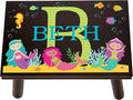 Let’s Make Memories Personalized My Own Name Step Stool - Children’s Step Stool - Sturdy Wood – Non-Toxic Paint, Sealer - Mermaid Design - Espresso - 14’Wx9.25”Lx8.75”H - Ages 3+