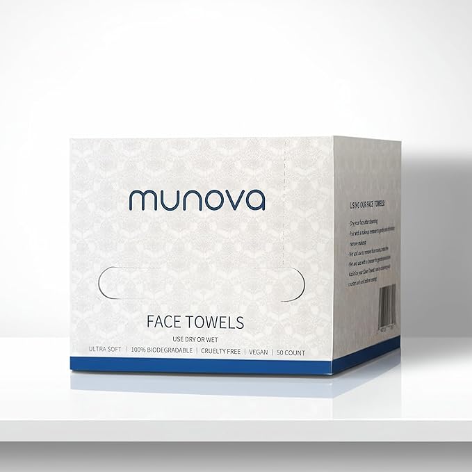 Disposable Face Towels, Biobased Face Towel, Makeup Remover Dry, Absorbent, Lint-free and Ultra Soft Facial Cloth for Sensitive Skin CleansingWipes, 50 Ct, 1 Pack