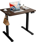 ERGOMAKER Electric Standing Desk, 31.5" x 23.6" Height Adjustable Sit Stand Desk with Splice Board for Home Office, Computer Desk Memory Preset (Black Frame, Walnut Desktop)