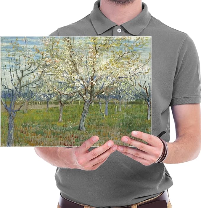 Wieco Art Orchard with Blossoming Apricot Trees Giclee Canvas Prints Wall Art of Van Gogh Famous Oil Paintings Reproduction Modern Classic Flowers Landscape Pictures Artwork for Home Decoration