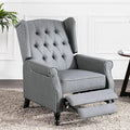 Pushback Recliner Chair, Modern Accent Arm Chair, Fabric Wingback Chair for Living Room Bedroom, Grey