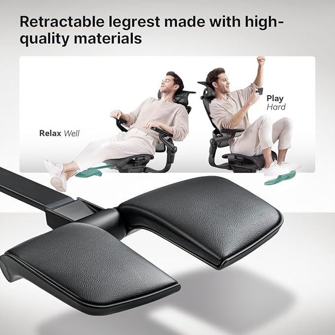 HINOMI H1 Pro V2 Ergonomic Office Chair with Foot Rest - Comfy Home Office Desk Computer Chair, Comfortable Mesh Seat with Adjustable Back Support (Black, Medium)