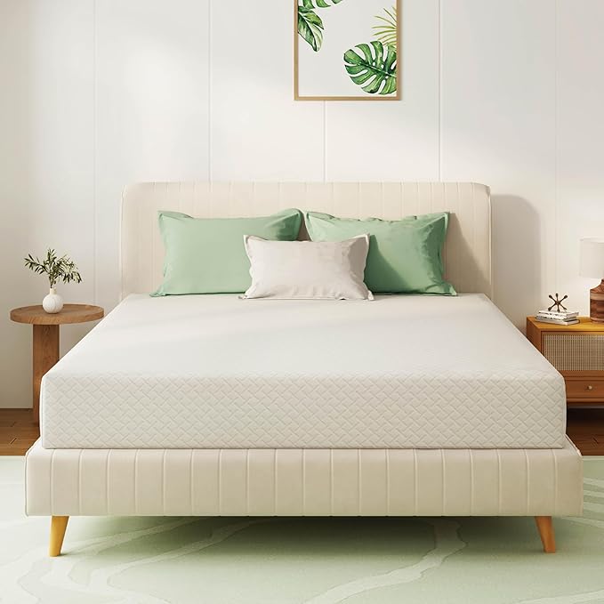 Queen Mattress 10 Inch Green Tea Memory Foam Mattress for Cool Sleep & Pressure Relief,Medium Feel Support, Fiberglass Free, Bed in a Box, Removable Washable Cover, CertiPUR-US Certified