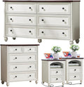 Farmhouse Dressers & Night Stand Set of 4, Wood 54" Wide Dresser & 35" Tall Chest of Drawers, 18" with Charging Station Nightstand Set of 2, Bedroom Furniture Dresser Set for Home Living Room Hallway