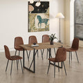 6 Chair Dining Table Set，Dinner Table Set for 6, 55'' Kitchen Table and Suede Nap Fabic Chairs Set of 6, 7 Piece Dining Table Set for Kitchen Dining Room