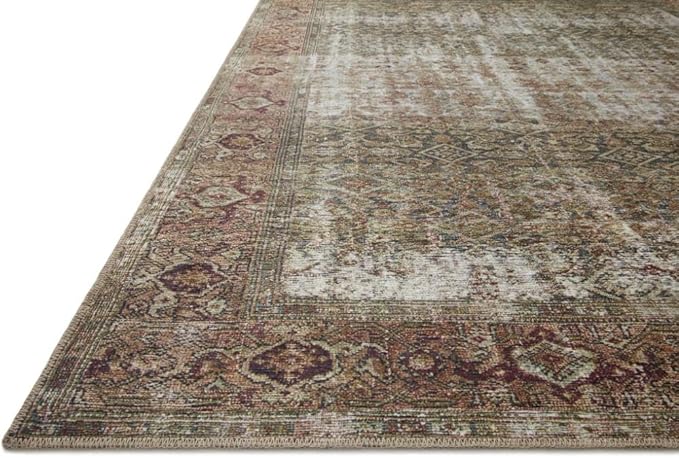 Loloi Amber Lewis Georgie Collection GER-07 Moss/Salmon 3'-9" x 5'-6", .19" Pile Height, Accent Rug