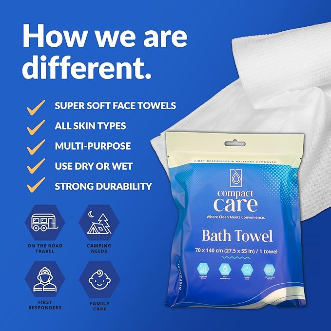 Disposable Bath Towels (3 Pack) – Ultra-Soft Viscose, Quick-Dry, Lightweight & Absorbent – Ideal for Travel, Spa, Gym, Beach & Guest Use