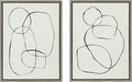 Kate and Laurel Sylvie Sylvie Modern Circles and Going in Circles Framed Linen Textured Canvas Wall Art Set by Teju Reval of SnazzyHues, 2 Piece 18x24 Gray, Decorative Abstract Art Print for Wall