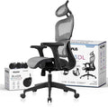 Nouhaus Ergo3dL Home Office Desk Computer Chairs Ergonomic Office Chair High-Back Mesh Rolling Work Chairs with Wheels and Adjustable Headrests Comfortable Lumbar Support Adjustable Armrests,Gray