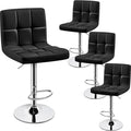 Yaheetech Bar Stools Set of 4, PU Leather Swivel Barstools, Height Adjustable Counter Chairs, Modern Stools with Back for Bar Kitchen Island Dining Room, Black