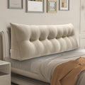 WOWMAX 85% Linen 15% Cotton Blend Headboard Pillow – King Size Reading Wedge Backrest for Bed, Handmade Firm Support Bolster Cushion with Removable Cover, Premium Bed Rest Pillow, Natural Color