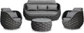 Rope Patio Furniture Set: 4 Pieces Aluminum Outdoor Couch Set Cushioned - Assembled Porch Conversation Sofa Set Modern - Metal Patio Seating for 5 Person Deck Garden Poolside Hotel, Dark Gray