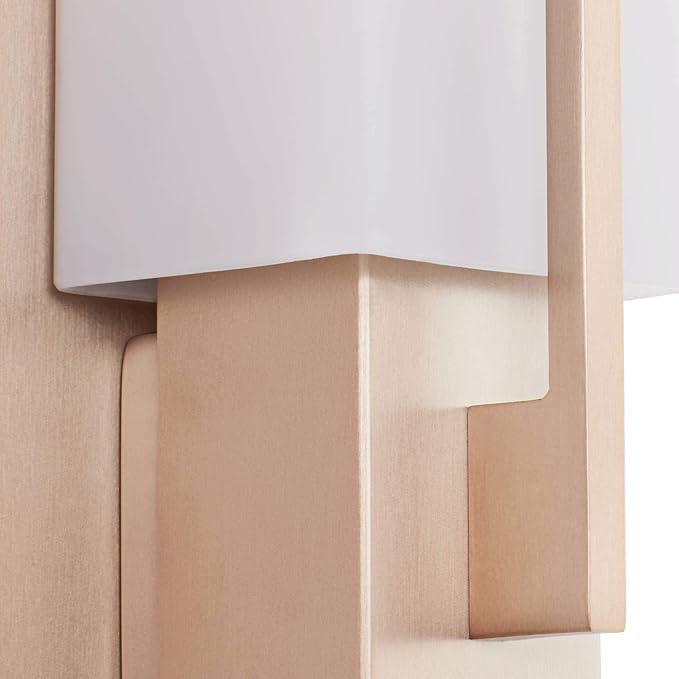 Possini Euro Design Midtown Modern Wall Sconce Lighting Burnished Brass Hardwired 15" High Fixture Rectangular White Glass for Bedroom Bathroom Bedside Living Room Home Hallway Dining Kitchen