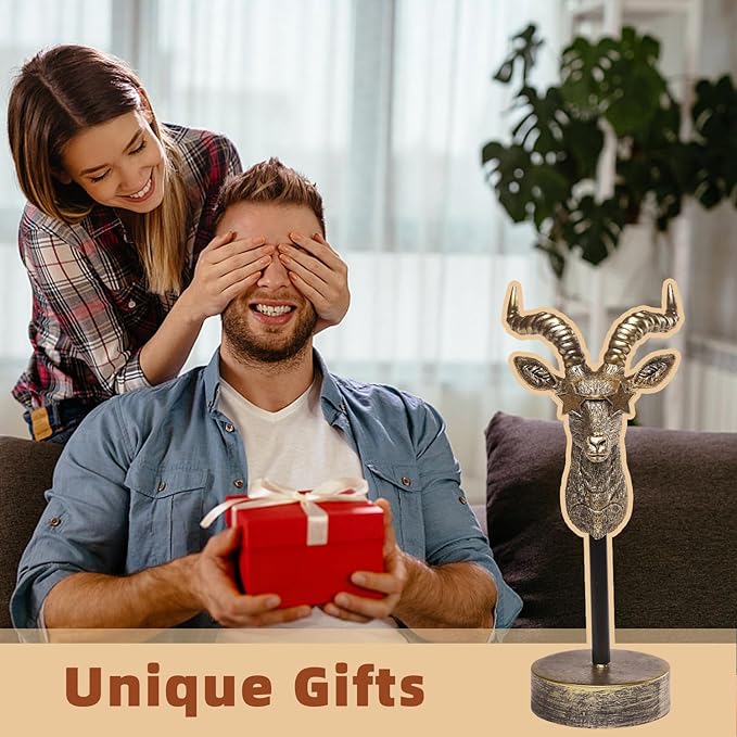 Handcrafted Resin Sculpture (Antelope)- Modern Home Decor Accent, Trending Living Room & Office Decor, Elegant Tabletop & Shelf Decor for Desk, Bookshelf, Nightstand - Unique Gift Idea