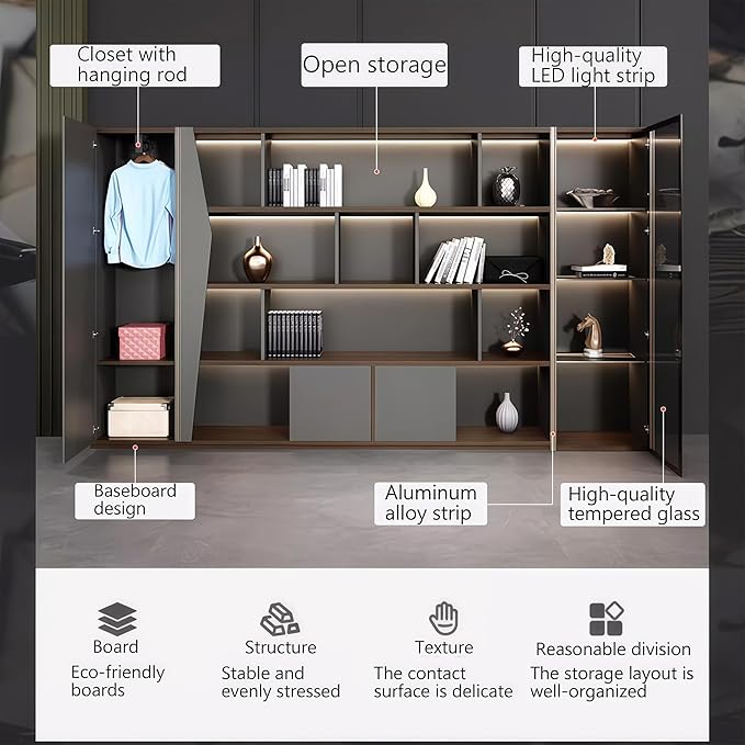 Modern Executive Desk, 86.6 inch L Shaped Desk with Storage, L Shape Corner Desk Drawers and Lockable Storage No Installation Required, Without Desk or Computer Chair (Filing Cabinet)