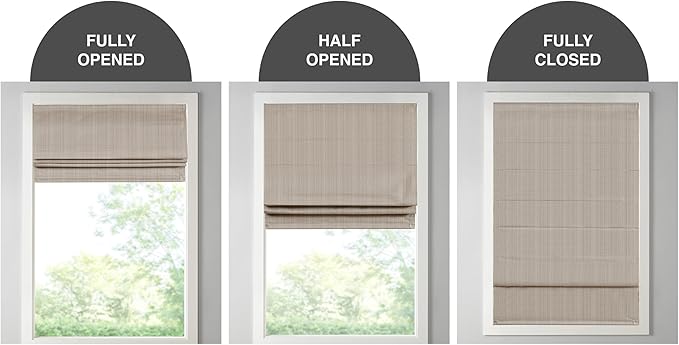 Madison Park Galen Cordless Roman Shade, 23"W x 64"H, Sheen Taupe – Room Darkening, Thermal Insulated, Energy Efficient Window Blind with Subtle Sheen Basketweave Fabric for Privacy