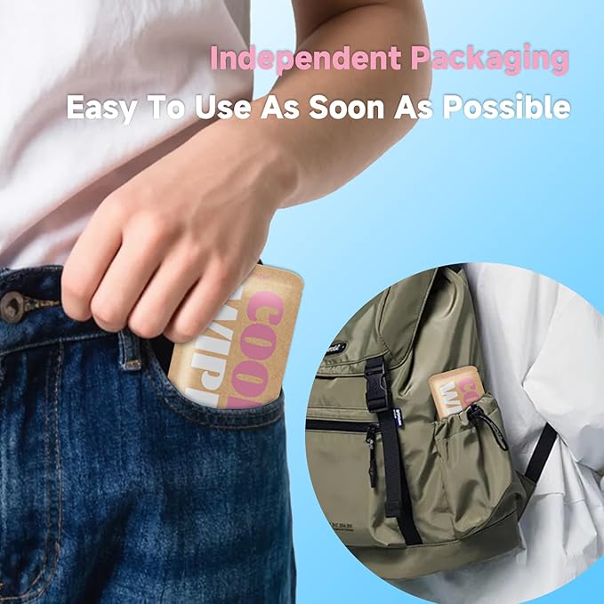 Cooling Body Wipes, Individually Wrapped Biodegradable Shower Wipes, Cooling Towels for the Gym, Workout, Hiking, Travel, and Sport, Oversized and Extra-Thick (1, Strawberry)