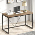 FOLUBAN Modern Home Office Desk, Rustic Wood and Metal Computer Desk, Industrial Study Writing Gaming Table Workstation, Vintage Laptop PC Desk, Oak 47 Inch