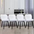 MINCETA Bar Stools Set of 4, PU Leather Barstools, 26 Inch Upholstered Counter Stools with Backrest and Footrest, Swivel Counter Height Barstools for Kitchen Island Home Bar White