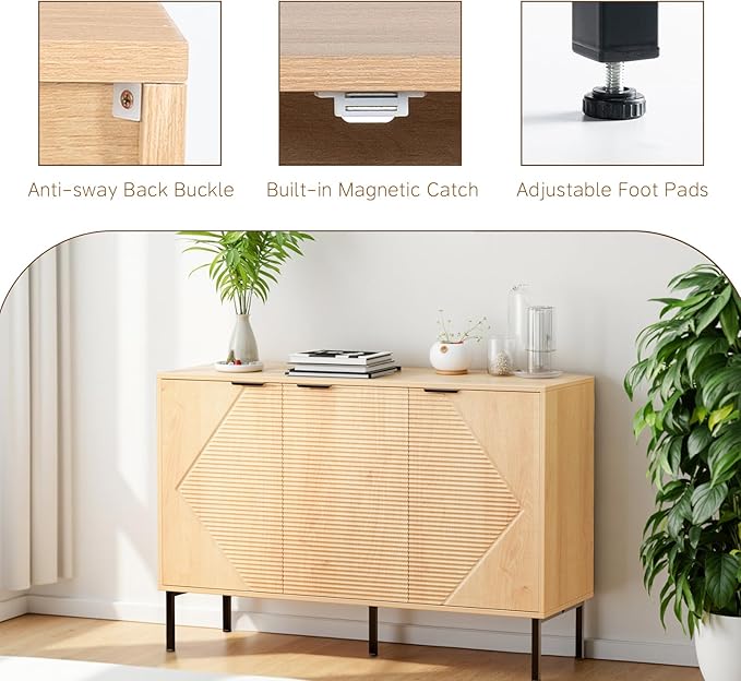 Set of 2 Buffet Side Board Cabinet,91.96" Large Office Coffee Bars Station,Extra Wide Farmhouse Accent Cabinets with Doors and Shelves,Fluted Entryway Cabinet TV Consoles for Living Room