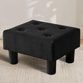Small Foot Stool Ottoman, Velvet Footstool Ottoman Foot Rest for Couch, Rectangle Footstools and Ottomans Small for Living Room, Entryway and Bedroom (Black)