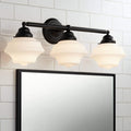 Possini Euro Design Astrid Modern Wall Light Black Metal Hardwired 27 1/4" 3-Light Fixture Opal White Glass Shade for Bedroom Bedside Bathroom Vanity Living Room Hallway Dining House Home Kitchen