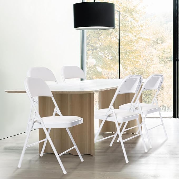 100 Pack Folding Chairs with Padded Seats, Padded Folding Chair with Steel Frame for Events Home Office, Pu Leather Folding Chair White
