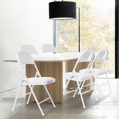 100 Pack Folding Chairs with Padded Seats, Padded Folding Chair with Steel Frame for Events Home Office, Pu Leather Folding Chair White