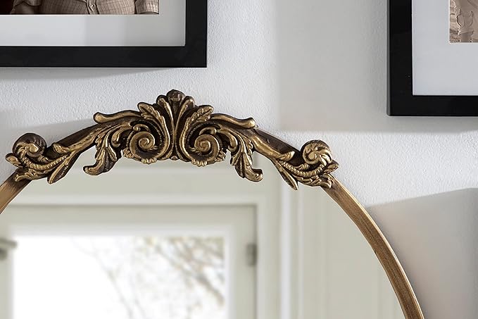 Kate and Laurel Arendahl Ornate Glam Oval Wall Mirror, 18 x 24, Antique Gold, Beautiful Bohemian Mirror for Wall