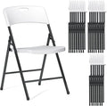 24 Pack Folding Chairs, 700lbs Capacity Heavy Duty Folding Chair with Reinfoced Steel Frame for Indoor/Outdoor Use, White Plastic Foldable Chairs for Party, Patio, Meeting, Wedding and School