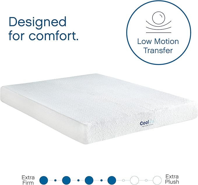 Cool Gel 8 Inch King Mattress Memory Foam Medium Firm, King Size Memory Foam Mattress Cooling, Made in the USA, 8" Depth with Pressure Relief, CertiPUR-US Certified No Fiberglass, CoolGel Bed