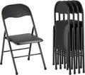VECELO Folding Chairs 4 Pack Metal Portable with Soft PU Padded Seats for Home/Office/Party, Black