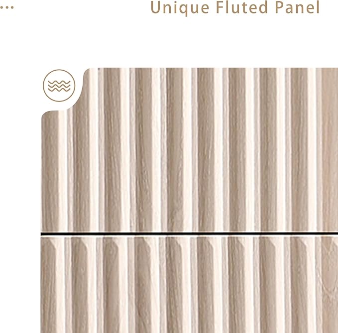 Fluted Dresser for Bedroom, 47" Wide 6 Drawer Dresser, Modern TV Stand Set, Curved Profile Design, Chest of Drawers with Solid Wood Handle for Living Room, Bedroom, Hallway