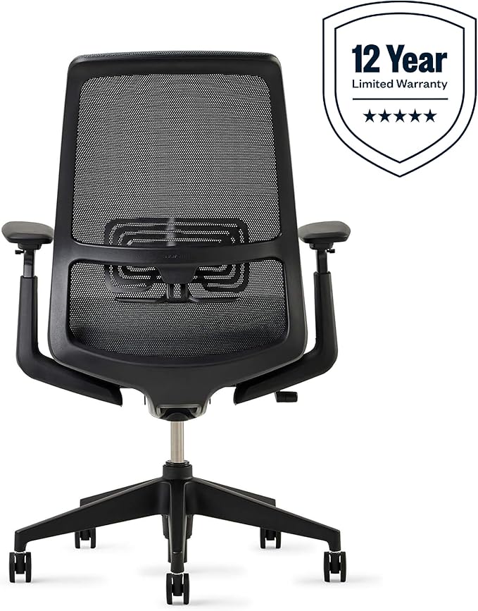 Haworth Soji Office Chair with Ergonomic Adjustments and Lumbar Support, Flexible Mesh Back (Charcoal)