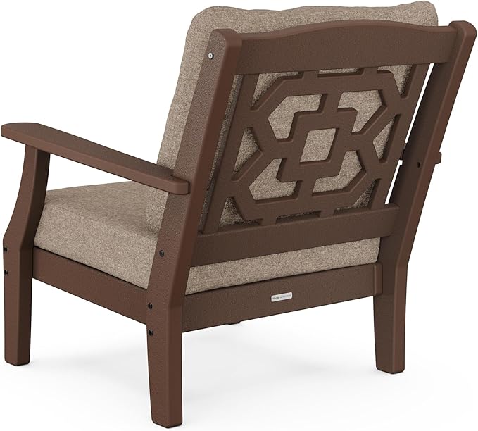 Martha Stewart by POLYWOOD® Chinoiserie Deep Seating Chair in Mahogany/Spiced Burlap