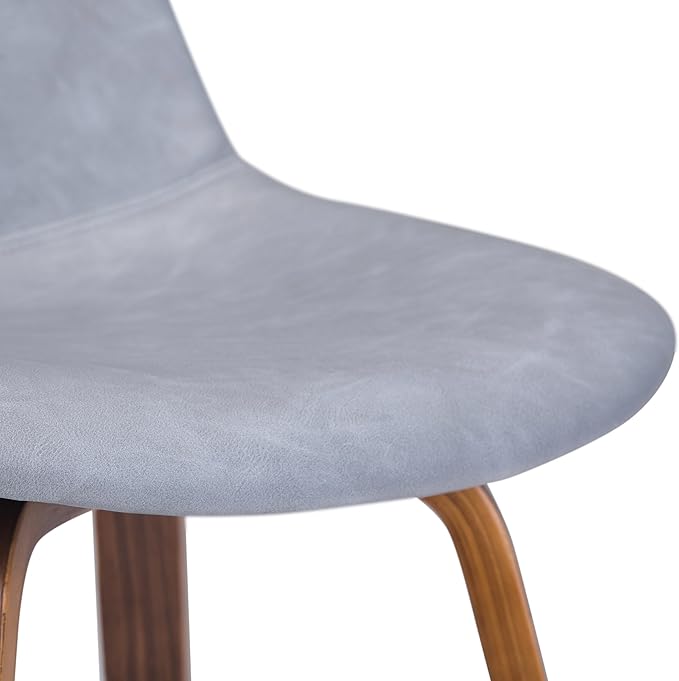 SIMPLIHOME Randolph Mid Century Modern 28 inch Bentwood Counter/ Bar Height Stool (Set of 2) in Stone Grey Vegan Faux Leather for the Dining Room and Kitchen