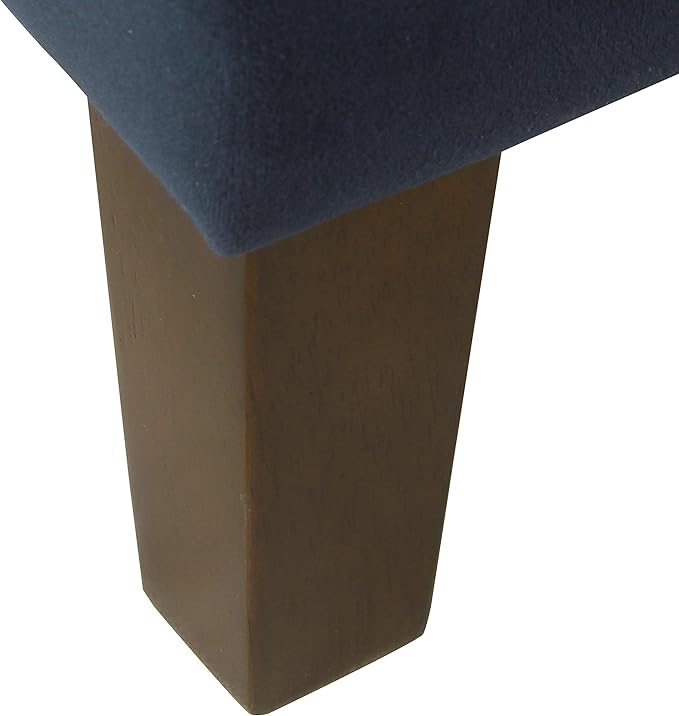 HomePop Large Upholstered Rectangular Storage Ottoman Bench with Hinged Lid, Navy