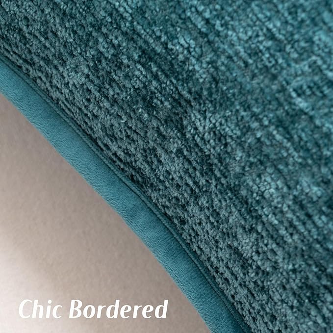 FUTEI Teal Chenille Throw Pillow Covers 12x20 Inch Set of 2,Soft Cozy Bound Edge Design Lumbar Pillow Cases,Home Decor for Couch Bed Living Room