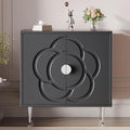 TOLEAD Storage Cabinet, Modern Sideboard Buffet Cabinet with Decorative Flower Pattern Doors, Accent Sideboard Cabinet for Living Room, Kitchen, Grey