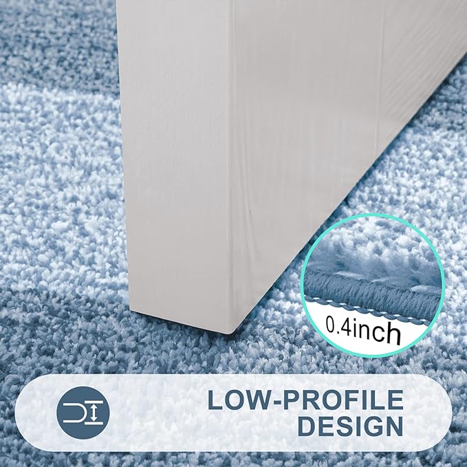 Kitinjoy Indoor Outdoor Door Mat, 40x32 Non-Slip Absorbent Dirt Trapper, Low-Profile Washable Inside Entrance Front Floor Mat, Sturdy Soft Entry Doormats for Entryway, Light Blue