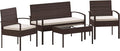 Flash Furniture Aransas Series 4 Piece Brown Patio Set with Steel Frame and Beige Cushions
