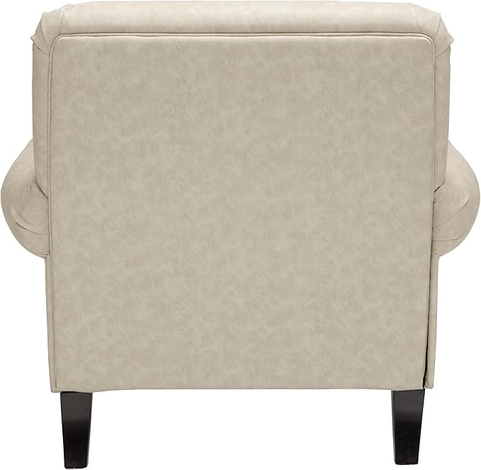 Accent Chair,22.4" Seat Depth Armchair with Roll Arms,36.6W*34.3D*34.6H Living Room Chair,Wood Legs,Set of 1,Faux Leather in Khaki