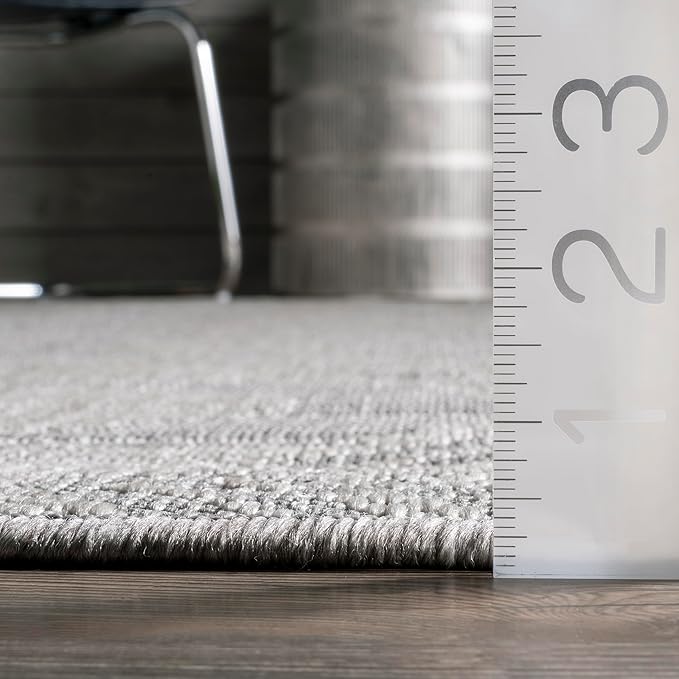 nuLOOM 9'6" x 12' Outdoor Tribal Geometric Area Rug, Stain Resistant, Weather Resistant, High Traffic, Patio, Balcony, Outside, Ranya Light Grey