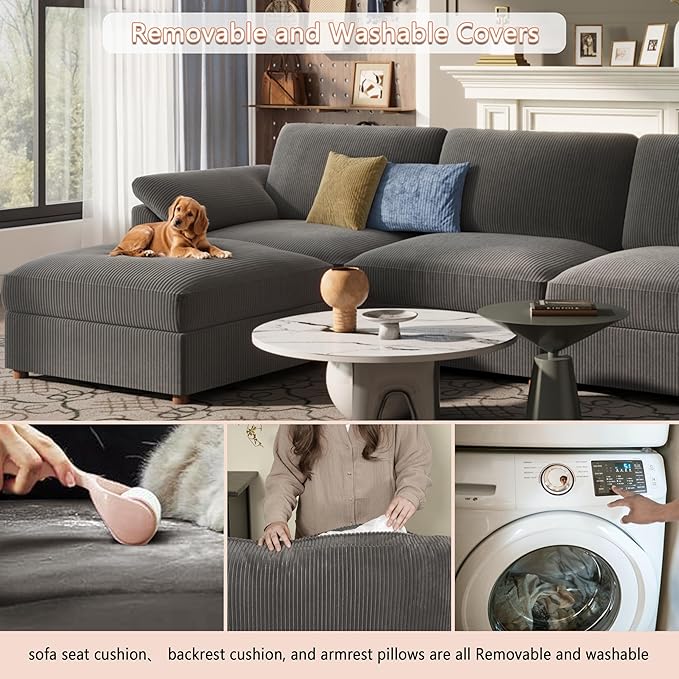EASE MOOSE Oversized Modular Sectional Sofa, Extra Large L Shape Sectional Cloud Couch,Comfty Deep Modular Sofa with Ottoman for Living Room