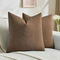 FUTEI Dark Brown Decorative Throw Pillow Covers 22x22 Inch Set of 2,Soft Cozy Wheat Ear Striped Patterns Cushion Cases,Modern Home Decor for Couch Bed Living Room