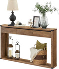 VASAGLE Sofa Console Table, 47.2 Inches Narrow Entryway Table with 3 Drawers, Bottom Shelf, Metal Corners, for Living Room, Bedroom, Farmhouse Style, Honey Brown ULNT143KB01S