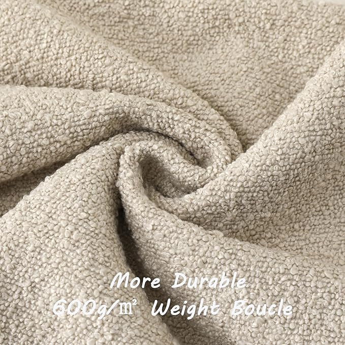 FUTEI Pack of 2 Beige Decorative Throw Pillow Covers 22x22 Inch Soft Cozy Solid Boucle Textured Cushion Case,Modern Home Decor for Couch Bed Living Room