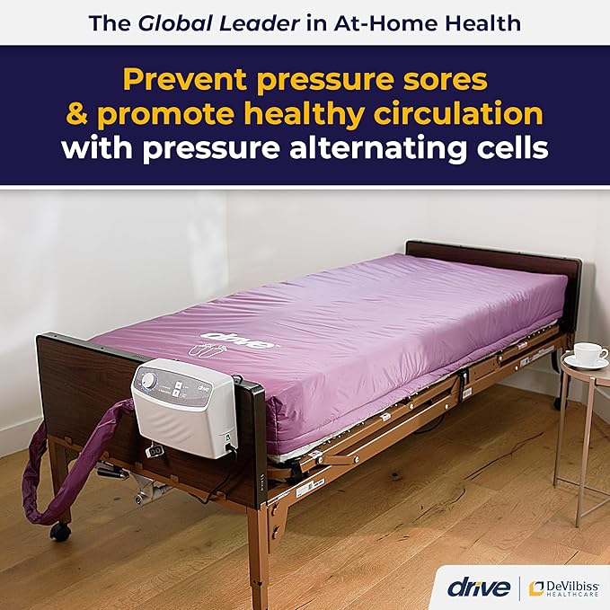 Drive Medical 14027 Med-Aire Low Air Loss Mattress Replacement System with Alternating Pressure, Dark Purple